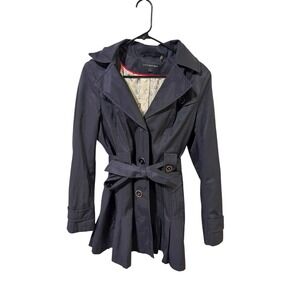 Via Spiga Size Large Navy Trench Rain Coat Removable Hood‎